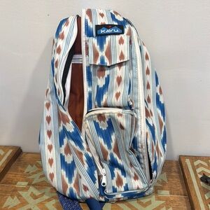 Kavu Blue and Brown Backpack with Geometric Design